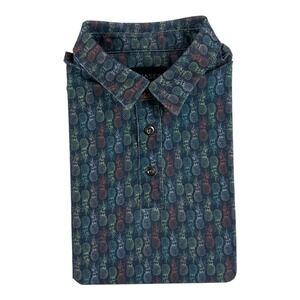 Chase 54 Mens Golf Performance Polo Shirt Pineapple Print Multicolor Large